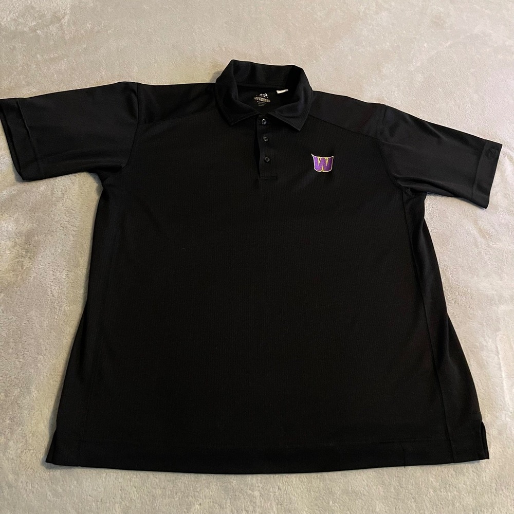 Washington Huskies Cutter & Buck Mens NCAA Polo Shirt Black Large Moisture Wick